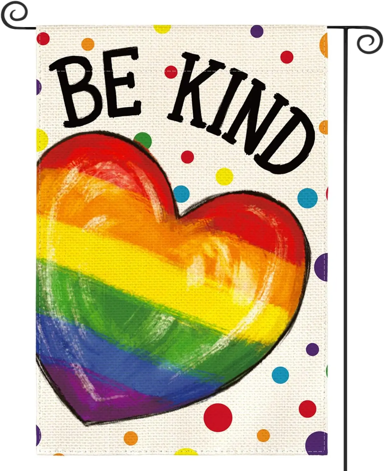 AVOIN colorlife Be Kind Pride Garden Flag 12x18 Inch Double Sided Outside, Rainbow Love Heart LGBTQ+ Community Progress Yard jjp