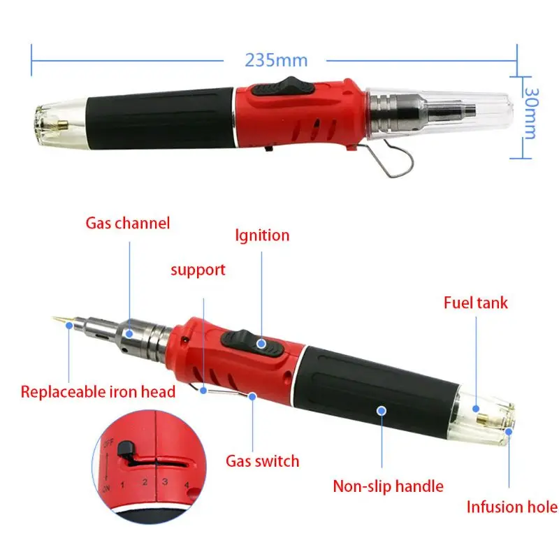 10-In-1 Gas Soldering Iron Case Set Multifunction HS-1115K Butane Lighter Spray Gun Set Welding Equipment 26ml Kit Torch