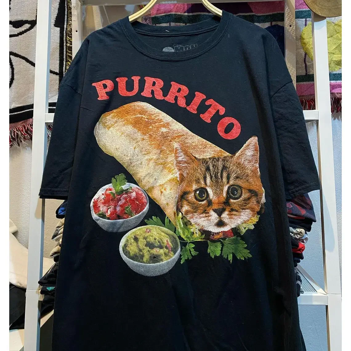 

Cotton Europe and The United States Street Style Mexican Cat Roll West Coast Couples T-shirt Y2k Top Kawaii Clothes Summer