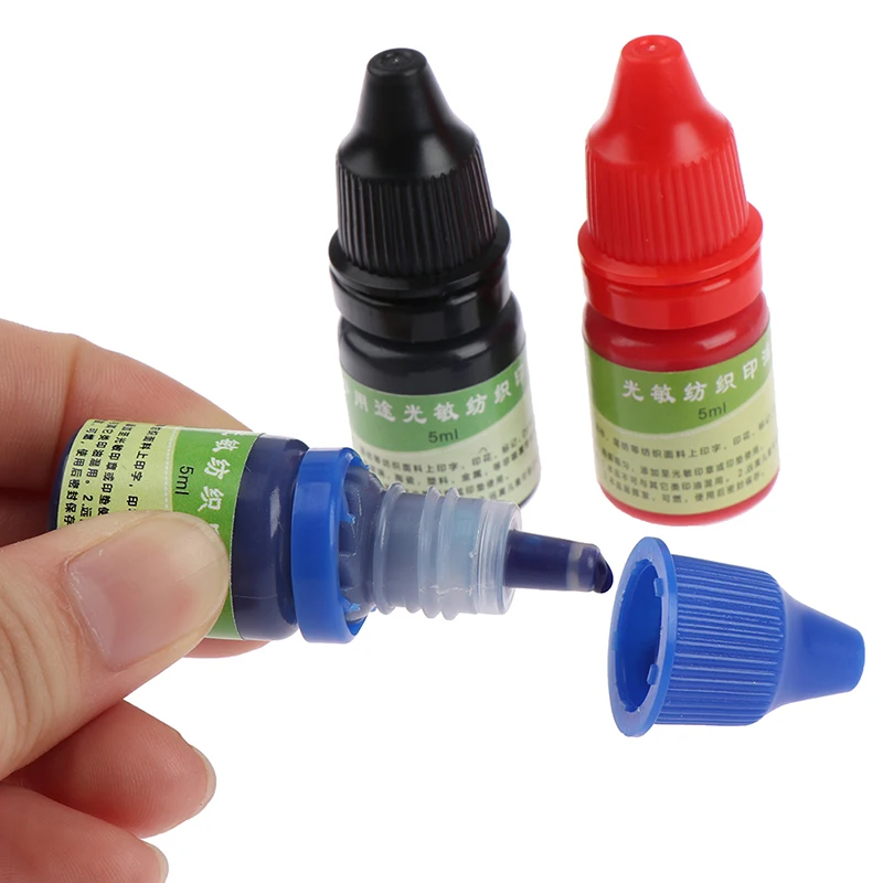 Tinta de impressão têxtil, impermeável, tinta especial para estudantes, carimbo infantil, preto vermelho e azul, 5ml