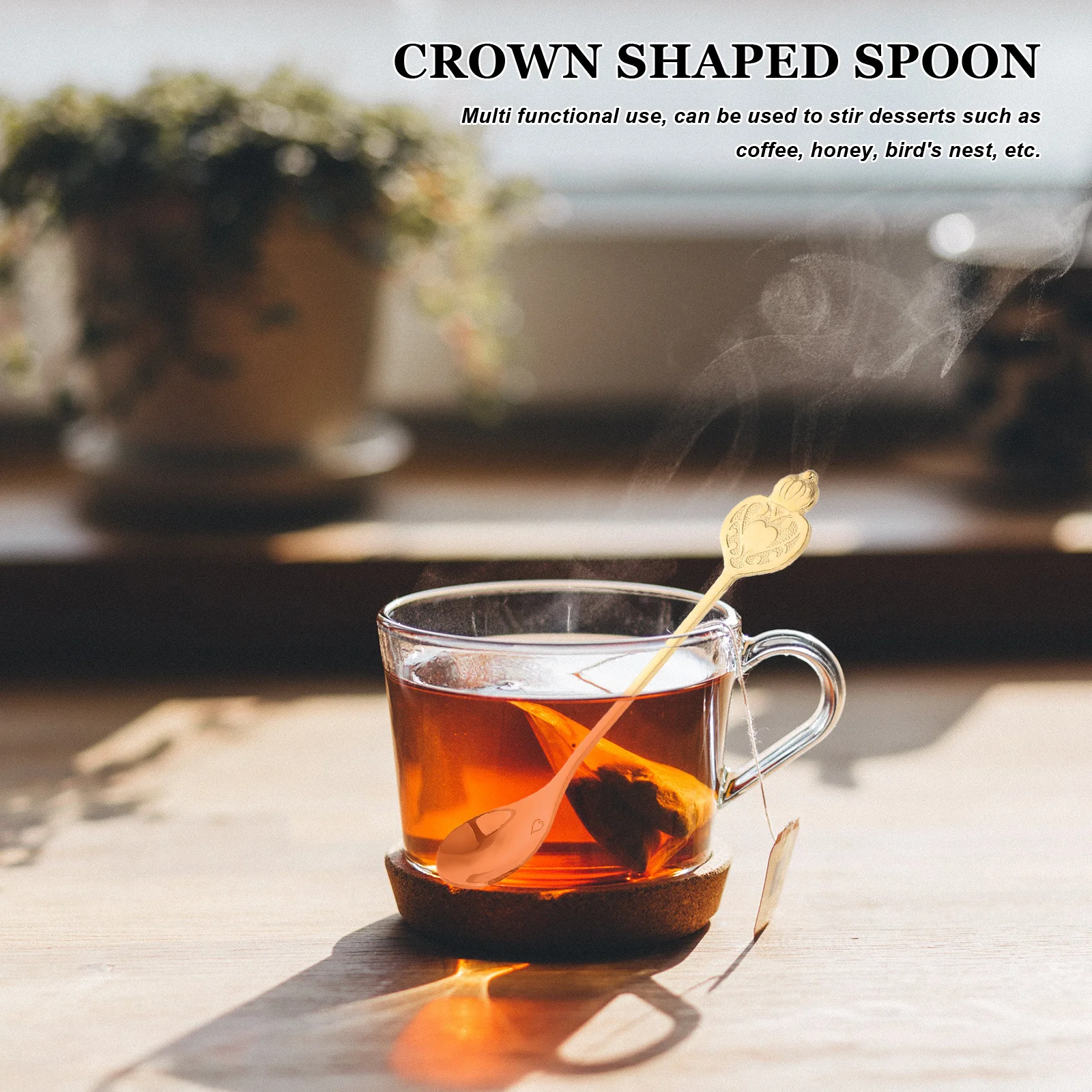 

4Pcs Vintage Crown Stainless Steel Spoons Elegant Coffee Stirrers Honey Bird's Nest Dessert Mixing Portable Reusable