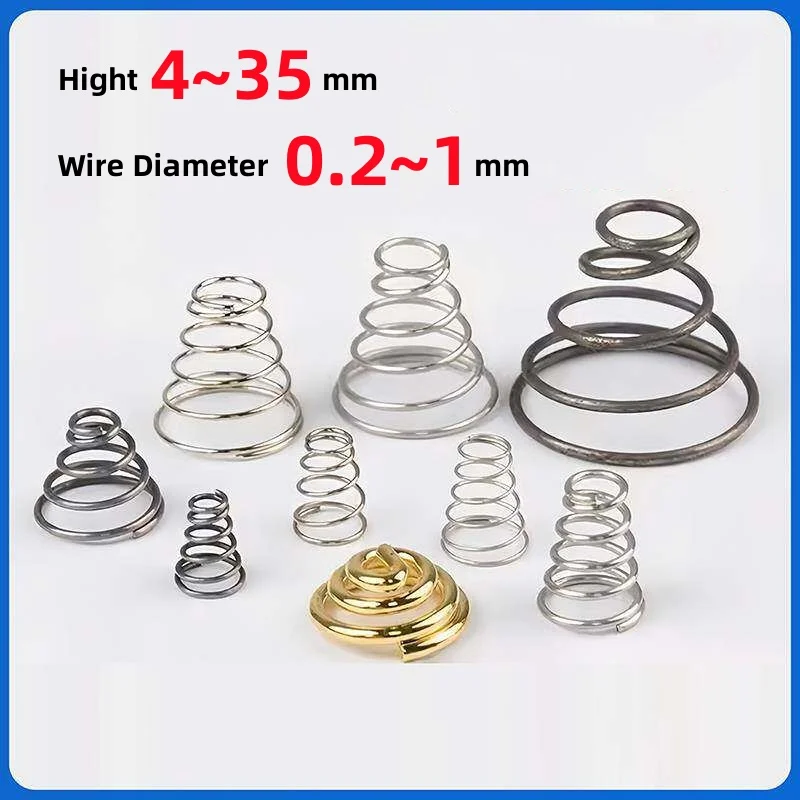 10PCS Tower Spring 304 Stainless Steel/Spring Steel Taper Wire Compression Spring Conical Wire Diameter 0.2~1mm