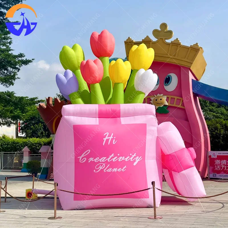 

Надувная подарочная коробка с цветком тюльпана, модель декоративного реквизита для живописных пятен, парков и торговых центров на открытом воздухе