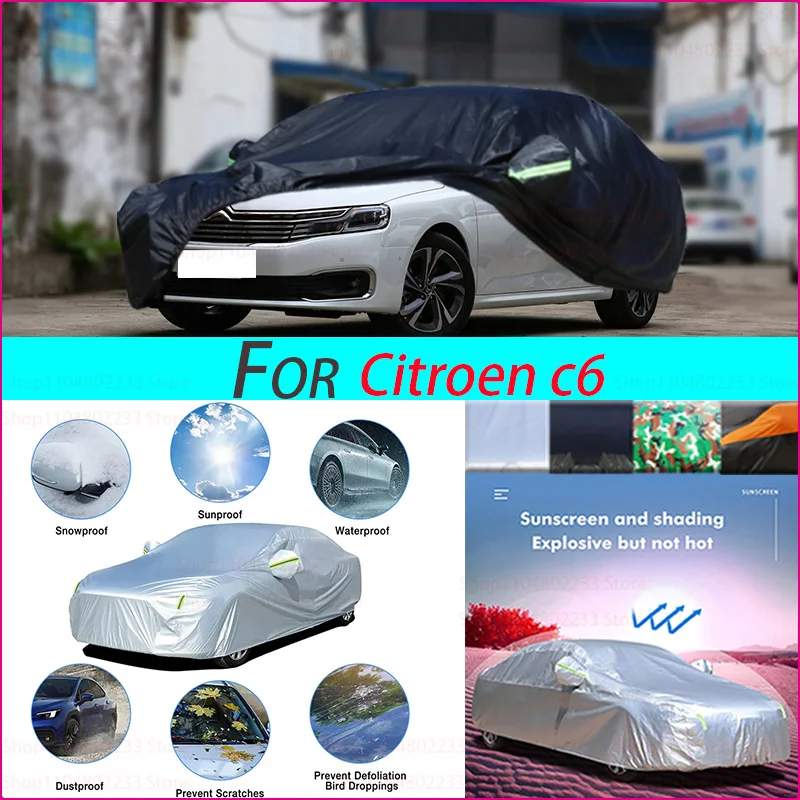 Black Heavy Duty Car Cover Waterproof All Weather, Full Exterior Cover Outdoor Snow Sun Uv Protection for Citroen C6