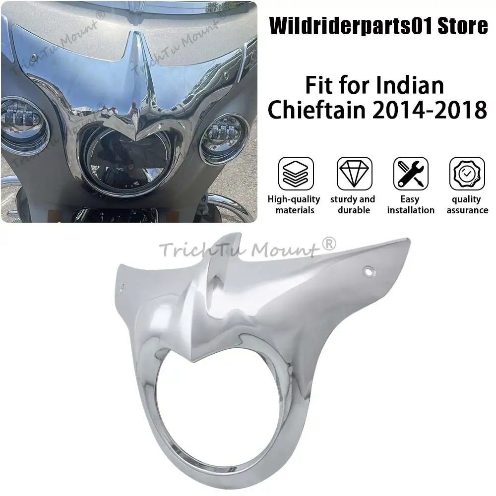 

Motorcycle Part Chrome Front Outer Fairing Headlight Bezel ABS Plastic Accessory Fit For Indian Roadmaster Dark Horse 2020-2025