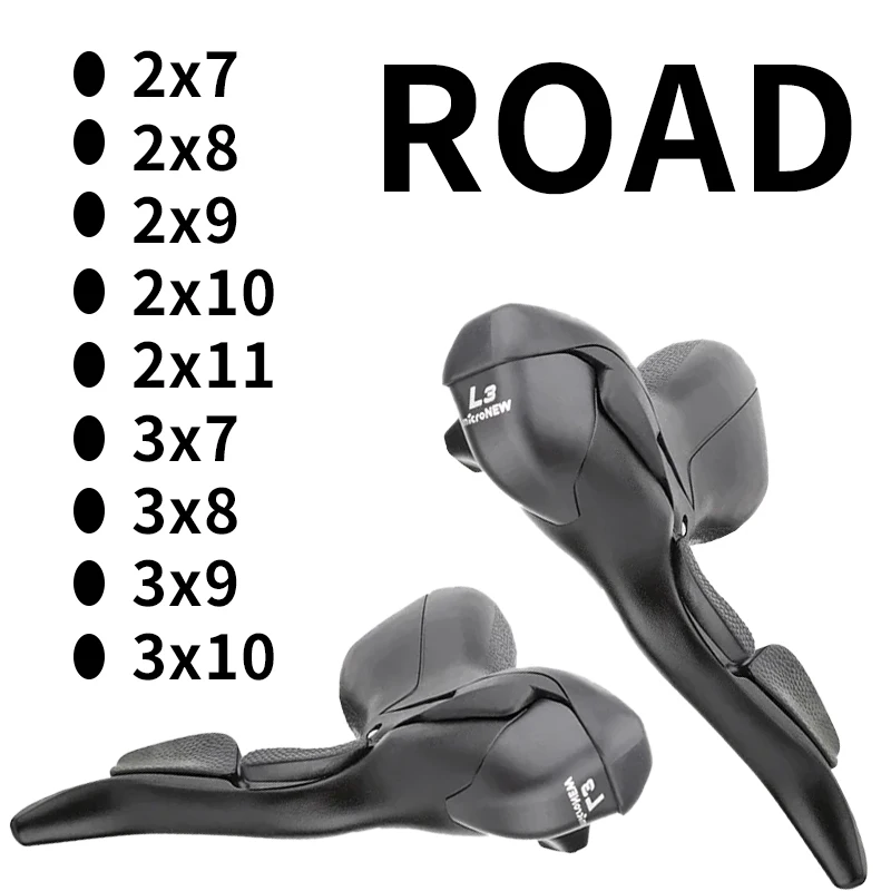 

MicroNEW 2x7 2x8 2x9 2x10 2x11 3x7 3x8 3x9 3x10 Рычаг переключения передач с двойным управлением Рычаг переключения передач для шоссейного велосипеда Передний переключатель для Shimano