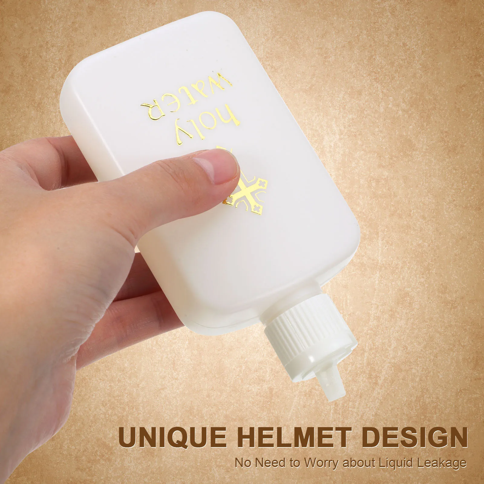 6 قطع من زجاجات المياه المقدسة ذات الشعار الذهبي، تصميم بسيط فاخر، زجاجة مياه مقدسة قابلة لإعادة الملء للسفر يسوع #2