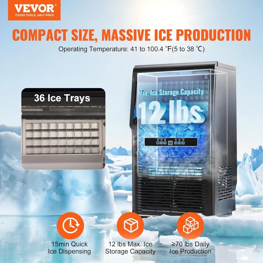 110V Countertop Ice Maker,350W Portable Ice Machine with 11LB Storage,Auto Operation,Blue Light,Include Water Filter,Drain Pipe