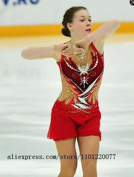 

Red Figure Skating Dresses Custom Girls Figure Skating Competition Dresses for Ladies