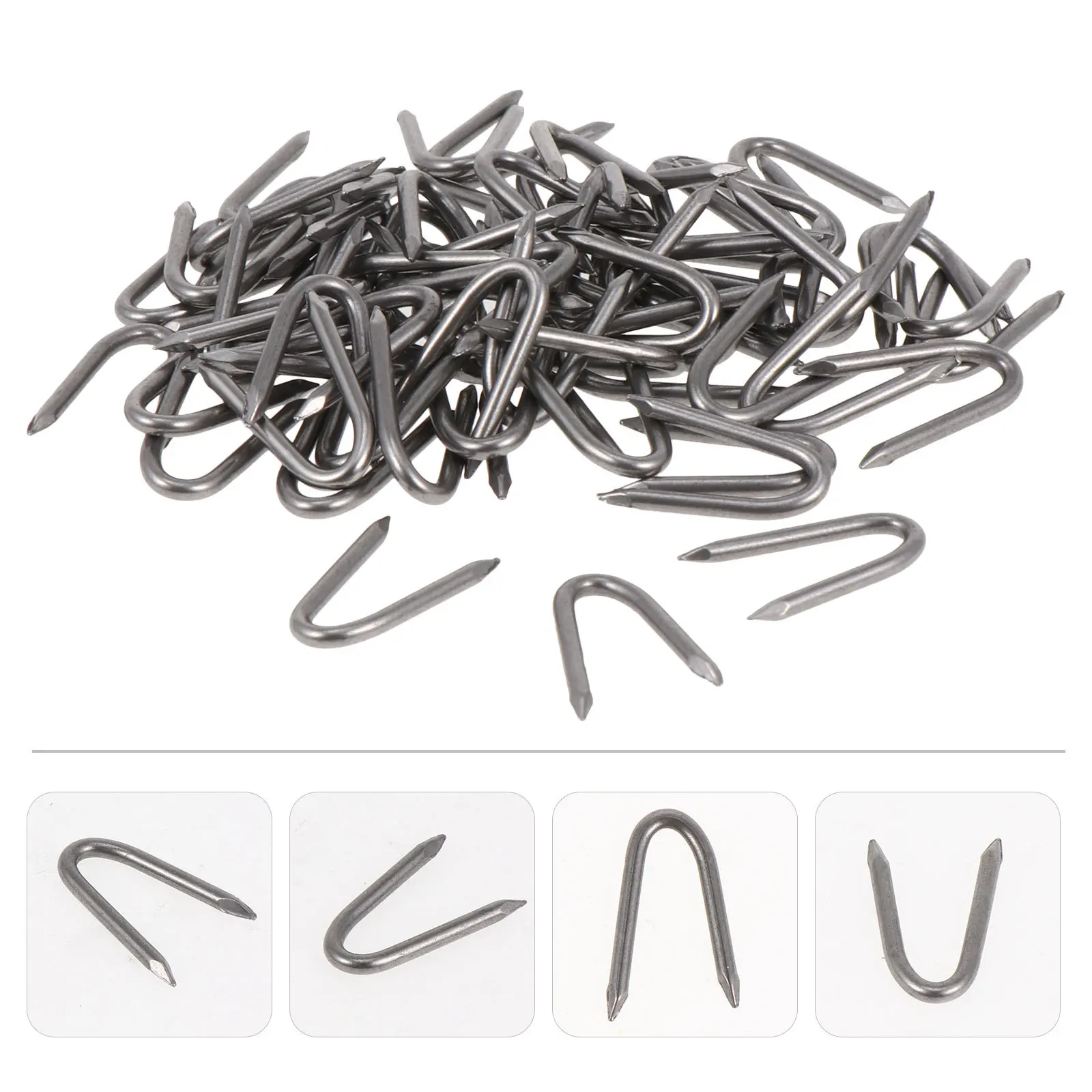 70Pcs Iron U-Shaped Nails Rust-Resistant Fixing Nail for Garden Turf Fence Wire Mesh Staple U-Shaped Fixing Nail