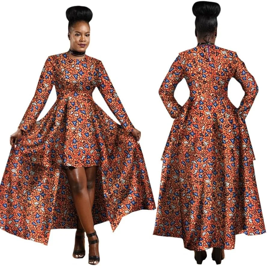 Abiti africani per le donne abito con stampa stile Dashiki Kente stampa in cera di cotone abito lungo Sexy Maxi per abiti da donna Africa WY1268