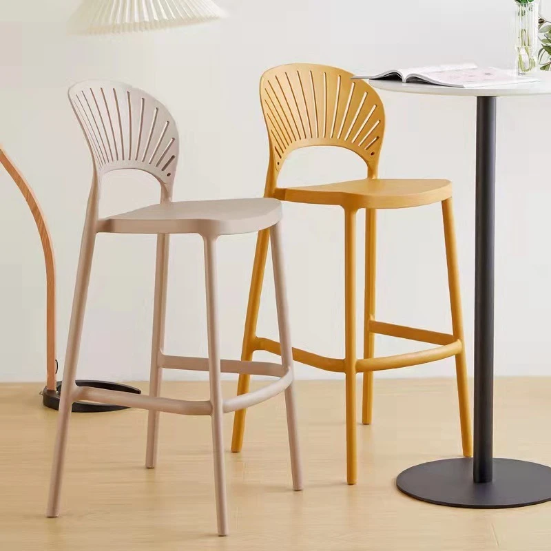 Household stacked backrest bar stool plastic bar chair shell bar chair simple