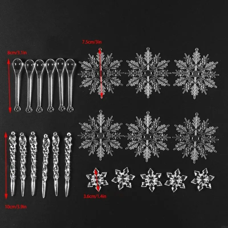 Q9QA Прозрачный набор украшений для рождественской елки, сезонное украшение, украшение в виде снежинки для очаровательной среды