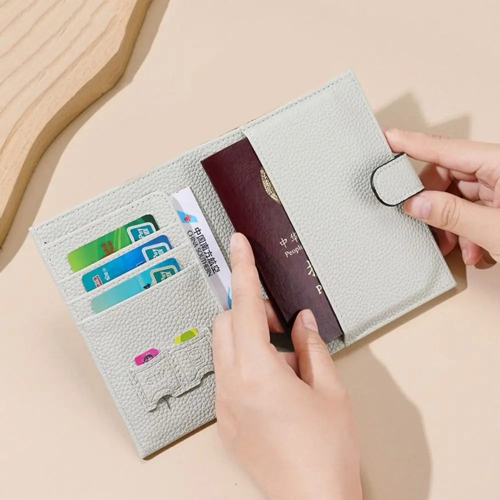 

Waterproof Passport Cover with SIM Card Slots Multifunction Card Case Leather Passport Holder Coin Purse Airplane Check-in