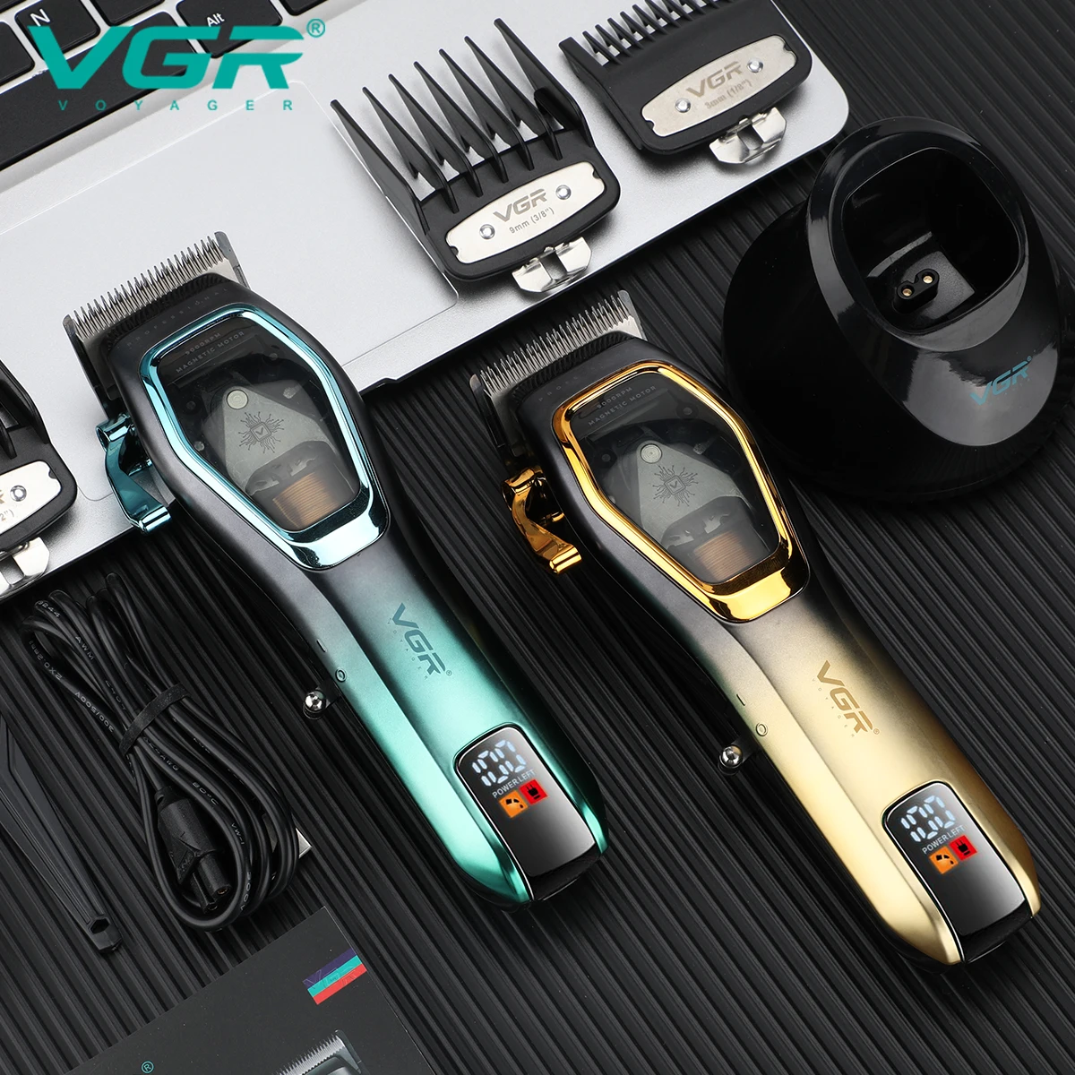 VGR Hair Clipper Professional Hair Trimmer 9000 RPM Hair Cutting Machine Adjustable Barber Haircut LED Trimmer for Men V-674