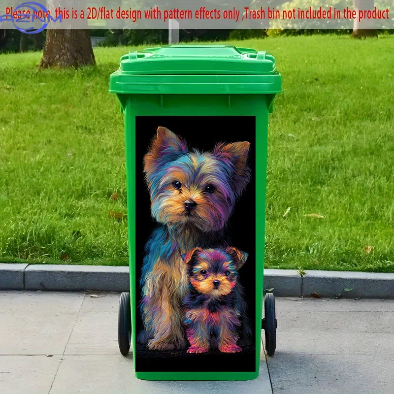 1pc of 2D Pattern Printing Sticker for Kitchen Trash Bins, Measuring X Cm, Featuring The Theme 'Colorful Fluffy Dog Companions