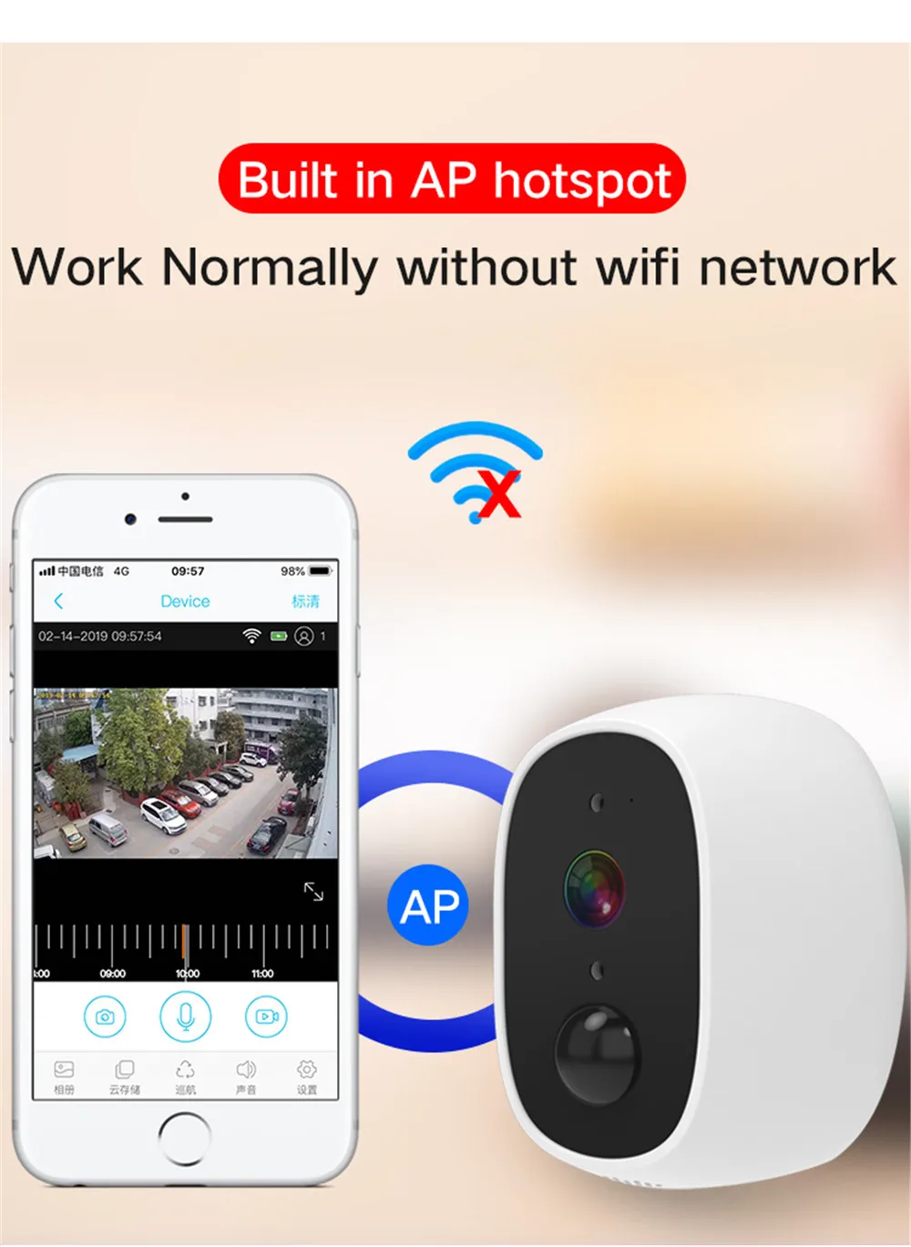 2MP 1080P  O-Kam APP Low Comsunption Battery Power IP Camera 160 Degree Wide Angle Home Security CCTV Baby Monitor