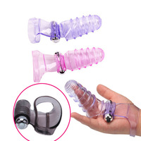 Finger Sleeve Vibrator Female Masturbation Clit G spot Orgasm Massager Stick Dildo Triple Vibrating Stick Sex Toys for Women