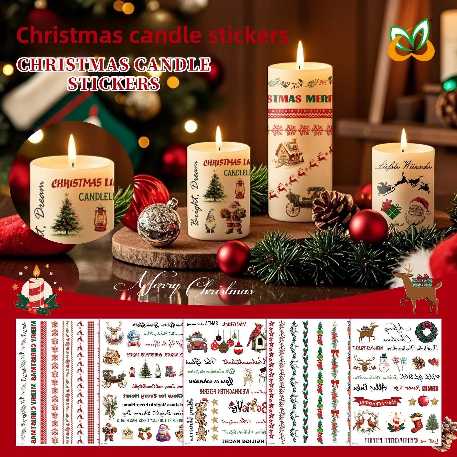 Creative Christmas Candle Temporary Tattoos Candle Window Stickers For Christmas Parties And Holiday Gatherings Decoration