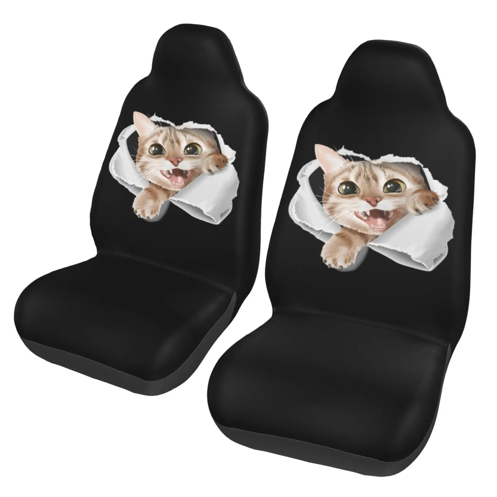 

Cartoon Animal Wall Breaking Pattern Car Parts Seat Cover 2pieces Universal for Car Seat Protection Cover for Both Men and Women