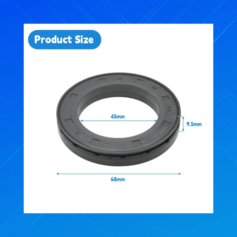 

Size: 45x68x9.5mm. DMHUI high-quality NBR tractor oil seal, applicable to MM 959-097-089 rotary oil seal.Size:45*68*9.5mm