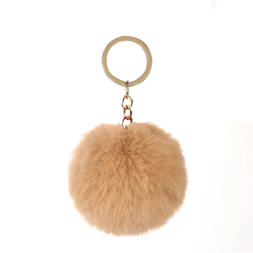 Soft For Woman Pompom Fur  Ball DIY Fluffy Fur Key Ring Keychains Key Chain Fashion Accessories