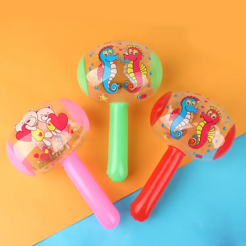 10Pcs Cartoon Animal 3D Inflatable Hammer with Bell Summer Beach Toys for Kids Birthday Party Favors Pinata Fillers Goodie Bag
