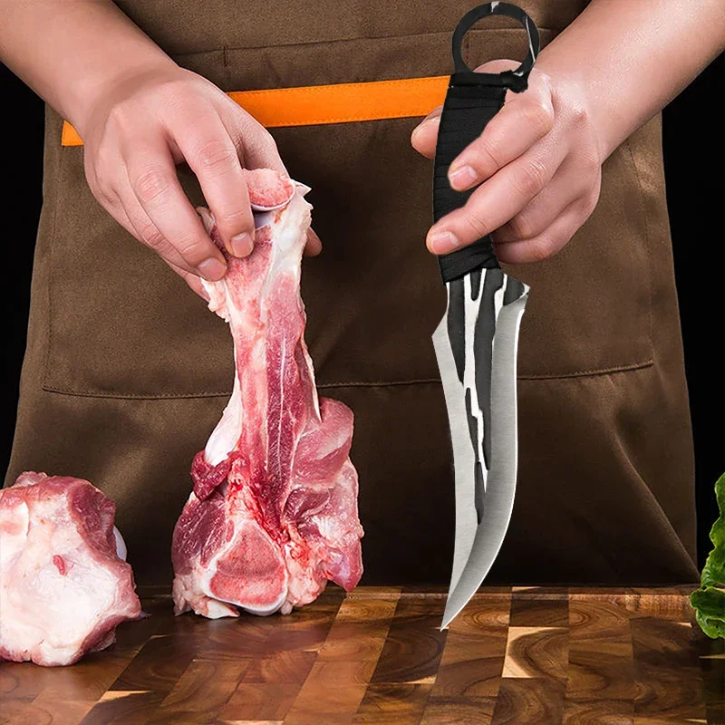 WXCOO Multifunktionales Metzgermesser Kochmesser Hochkohlenstoff-Küchenmesser BBQ Fleischmesser Obstschälmesser Kochwerkzeuge – Detail 9