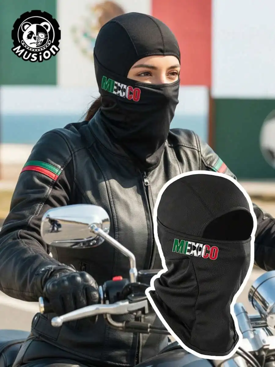 

Mexico Flag Print Balaclava Face Mask For Women, Breathable Windproof Full Face Cover, UV Protection Motorcycle Ski Hood For Rid