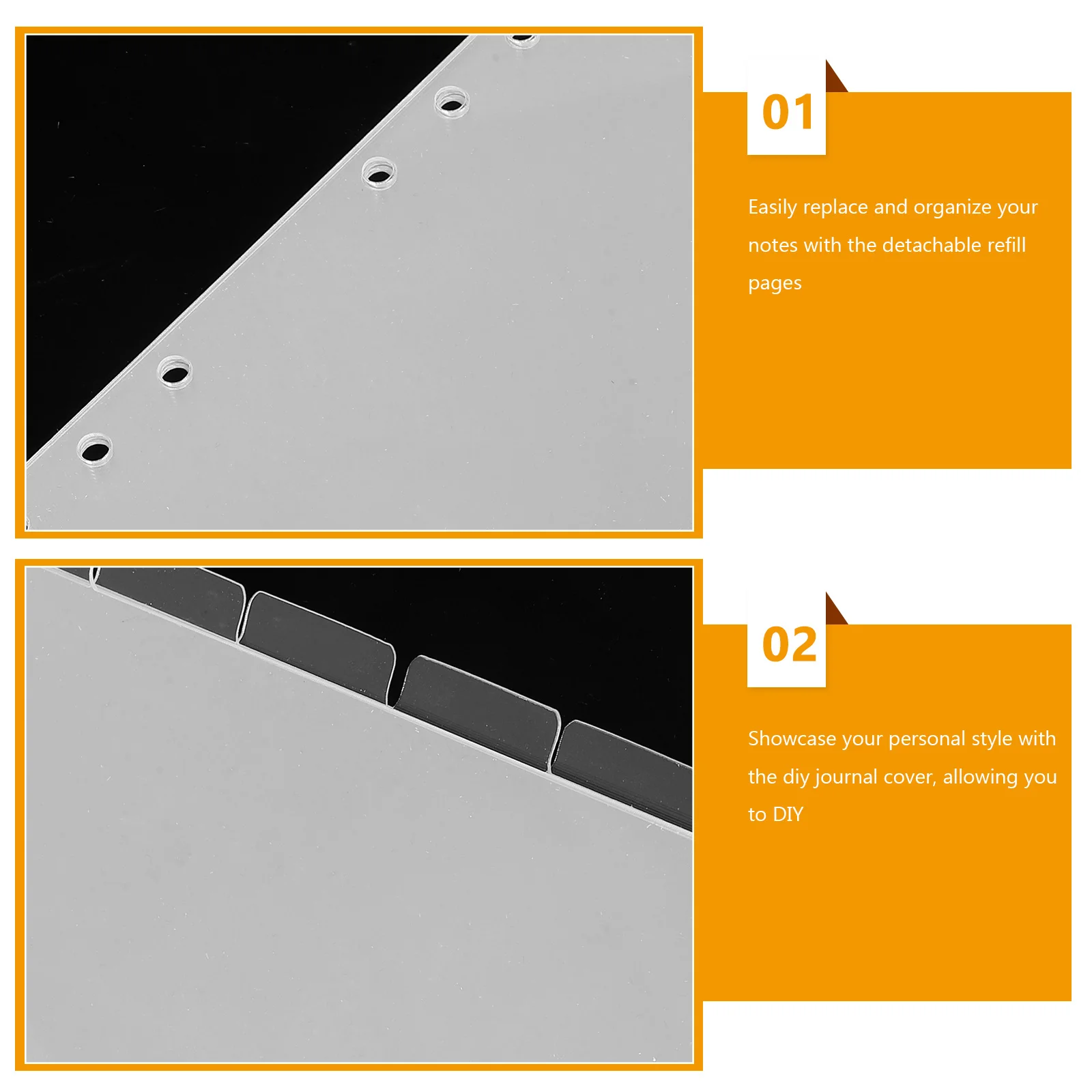 6Pcs Clear Acrylic Notebook Binder Transparent Refillable Journal Cover DIY Planner Shell Budget Binder Organizer