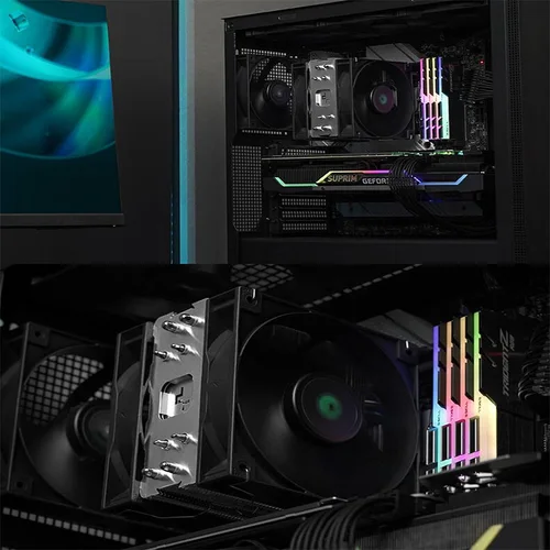 Imagen 2 del producto DeepCool AG400 Plus 4 tubo de calor ventilador doble 220W CPU enfriador 120mm ventilador enfriador de aire para LGA1700 1200 115X AM4 CPU radiador de refrigeración de aire