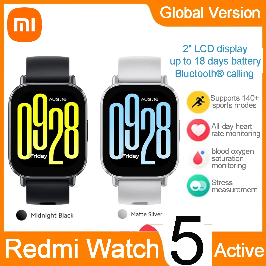 

Глобальная версия Xiaomi Redmi Watch 5 Active 2 "ЖК-дисплей Bluetooth телефонные звонки 140+ спортивный режим 5ATM водонепроницаемые умные часы