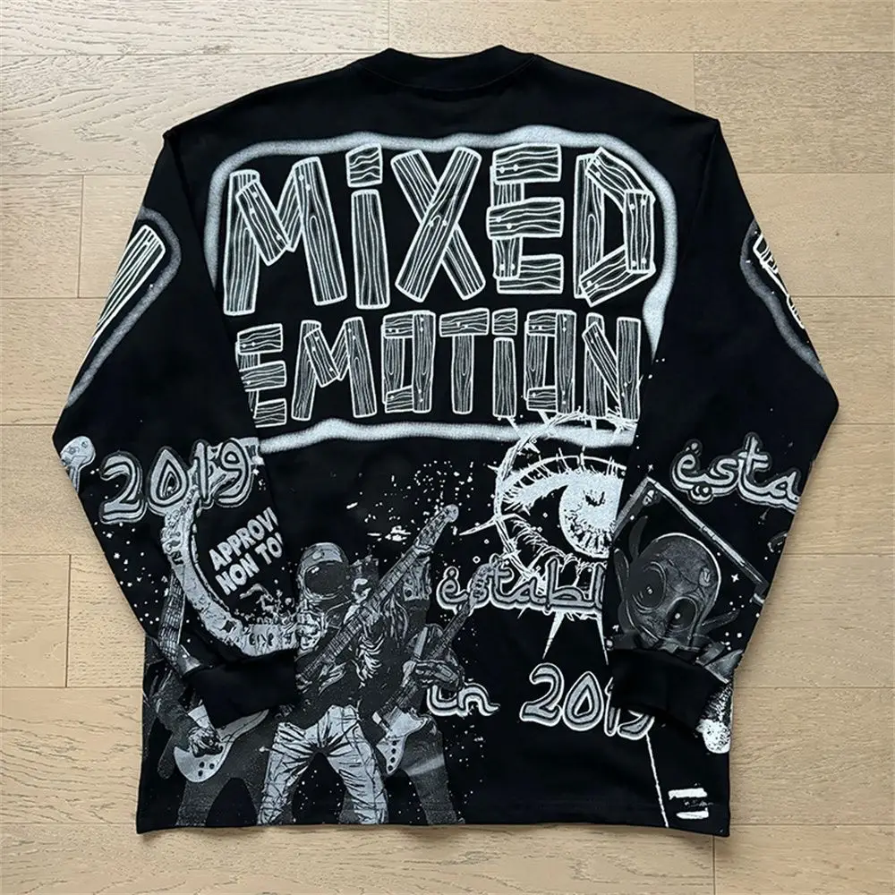 2026 New MIXED EMOTION Long Sleeve T-shirt Men Women High Street