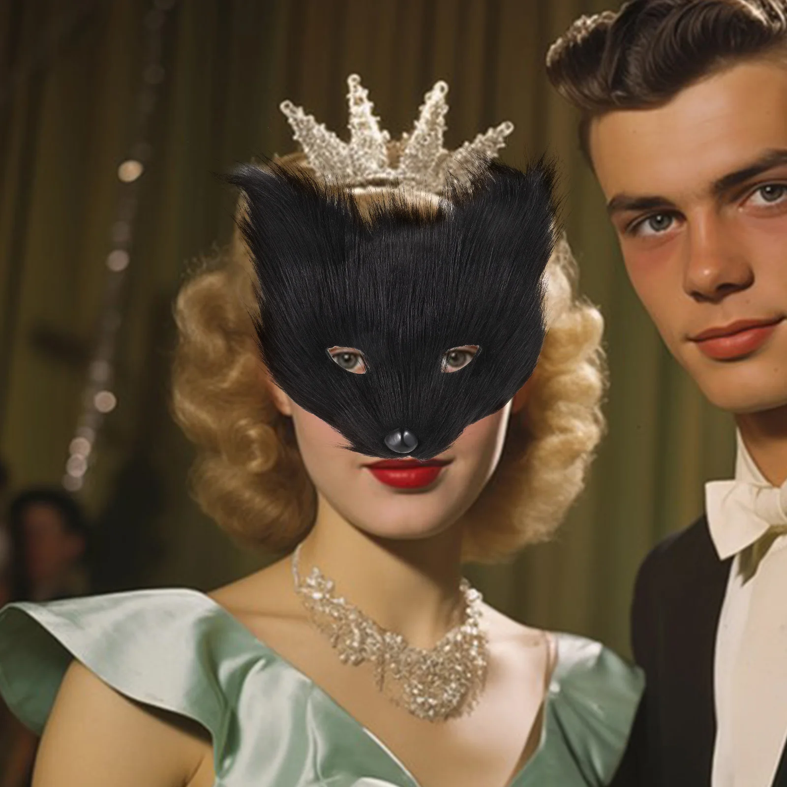 

Furry Half-faced Animal Mask Cosplay Masks Masquerade Blank Carnival Men and Women