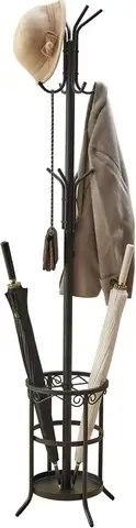 Freestanding Coat Rack with Umbrella Holder and Hat Hanger Organizer Stand for Home Entryway
