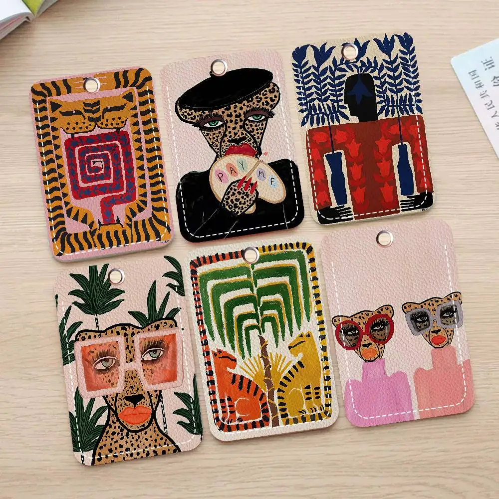 

Цветной абстрактный брелок-чехол для карт доступа с изображением тигра и леопарда в мультяшном стиле, подарок