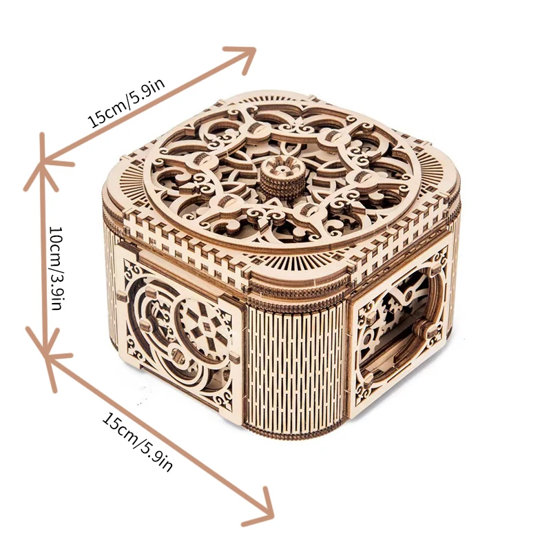 3D Wooden Puzzles Ring Box  DIY Mechanical Gear Puzzle Jewelry Box Model Kit for Adults And Teens Creative Craft Gift & Storage