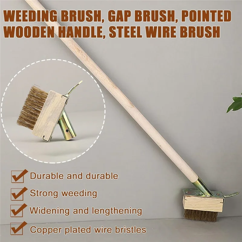 Fris pakket van 4 stalen borstels, gezamenlijke borstel met handvat, metalen borstelharen, schraper voor onkruid, tuingereedschap