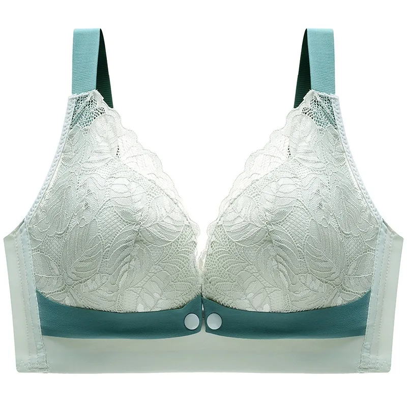 Color-block Lace Patterned Nursing Ladies' Bra  Women Woman Brassiere Front Clasp Postpartum Push-up Support Maternity Girls Bra