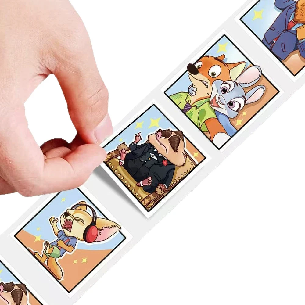 

500pcs/roll Disney Cartoon Zootopia Stickers Anime Sealing Label Sticker Notebook Guitar Phone Cute Judy Nick Reward Decals Toy