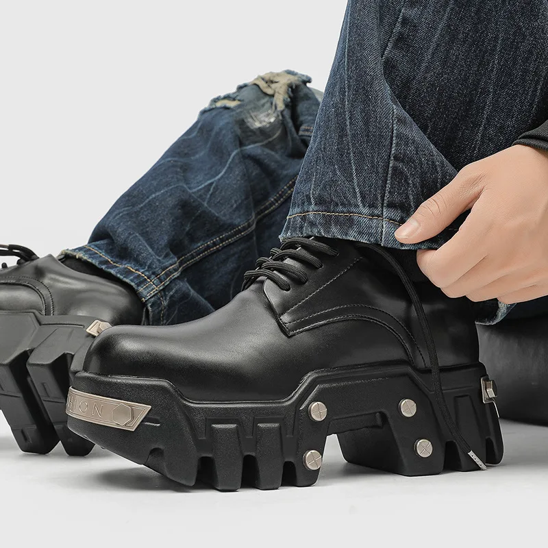 

italian brand designer shoes for men fashion punk gothic original leather derby shoe trendy platform sneakers handsome footwear
