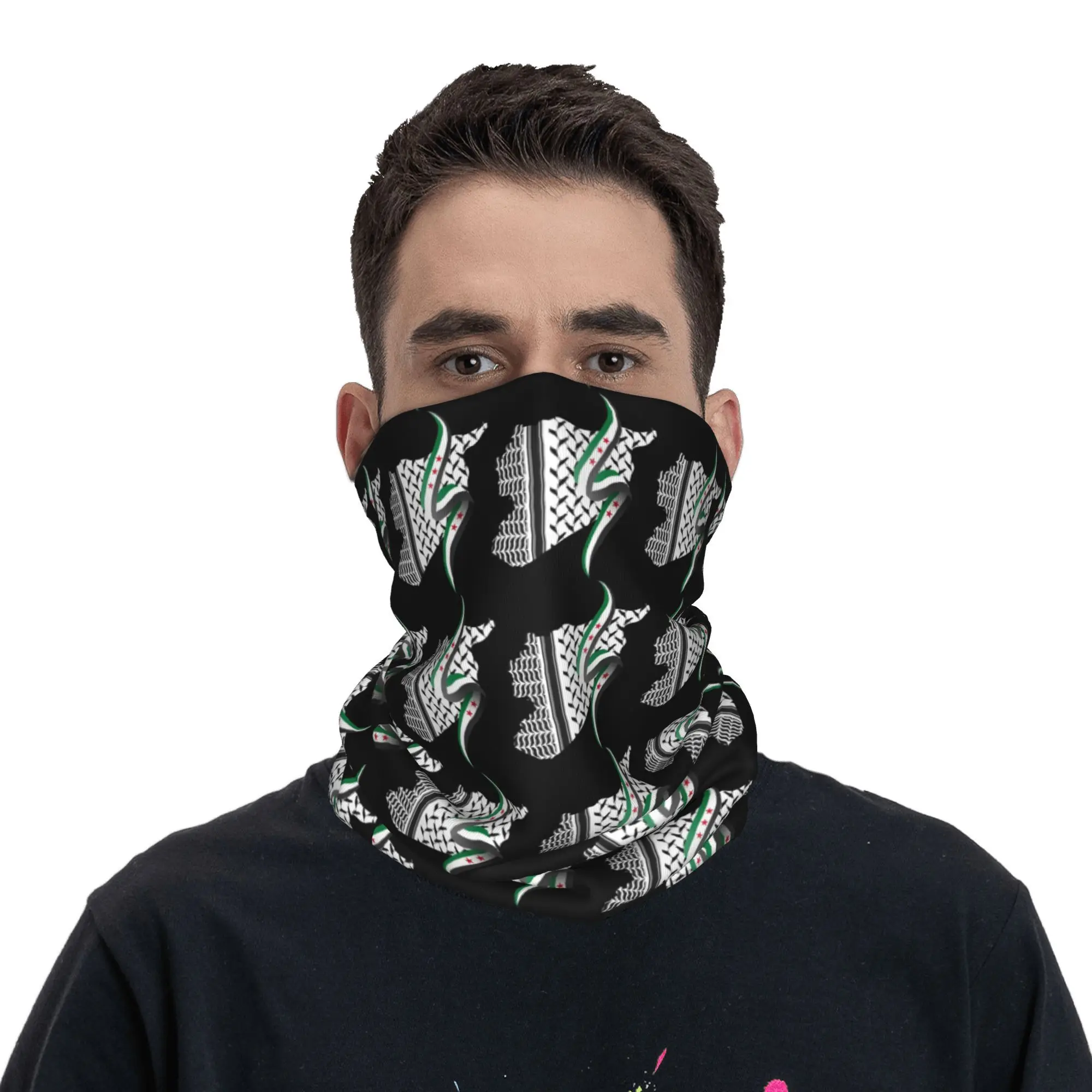 

Syria Revolution Flag Map Bandana Funny Cycling Mask Riding Fishing UV Protection Balaclava Design Seamless Soft Face Masks