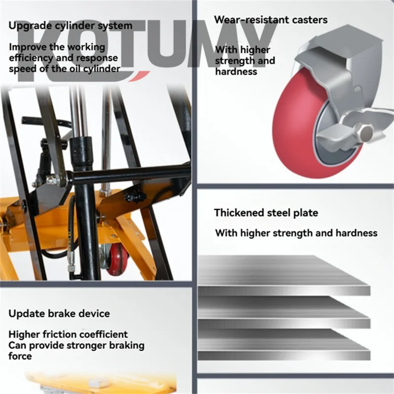 منصة رفع هيدروليكية يدوية متنقلة 150 كجم، مقص مصعد صغير للسيارة، عربة مسطحة كهربائية ثابتة