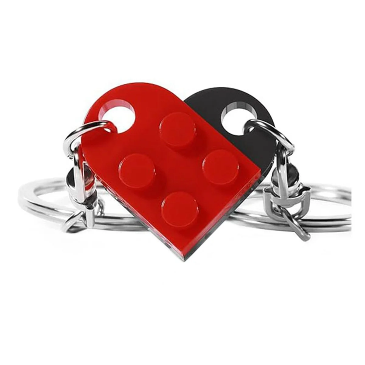 F-Brick Matching Couple Heart Keychain for Boyfriend Girlfriend Valentines Day Friends Gifts