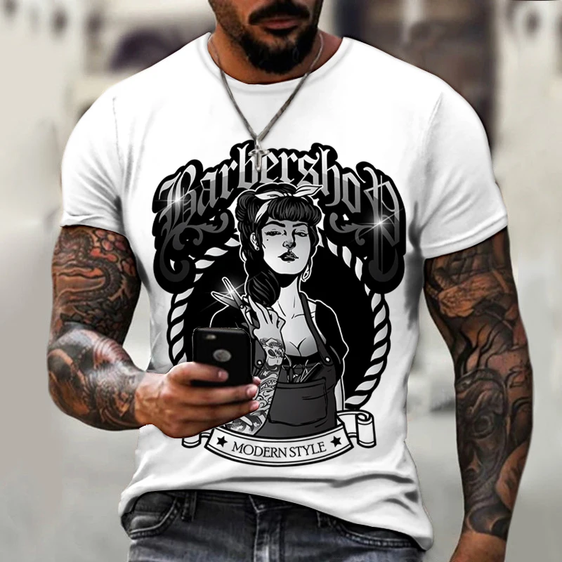 Street Men\'s T-shirt Hairdressing Pattern Casual Short Sleeve O Neck Fashion Hot Seller Funny 3D Printed Harajuku Hip Hop Shirt