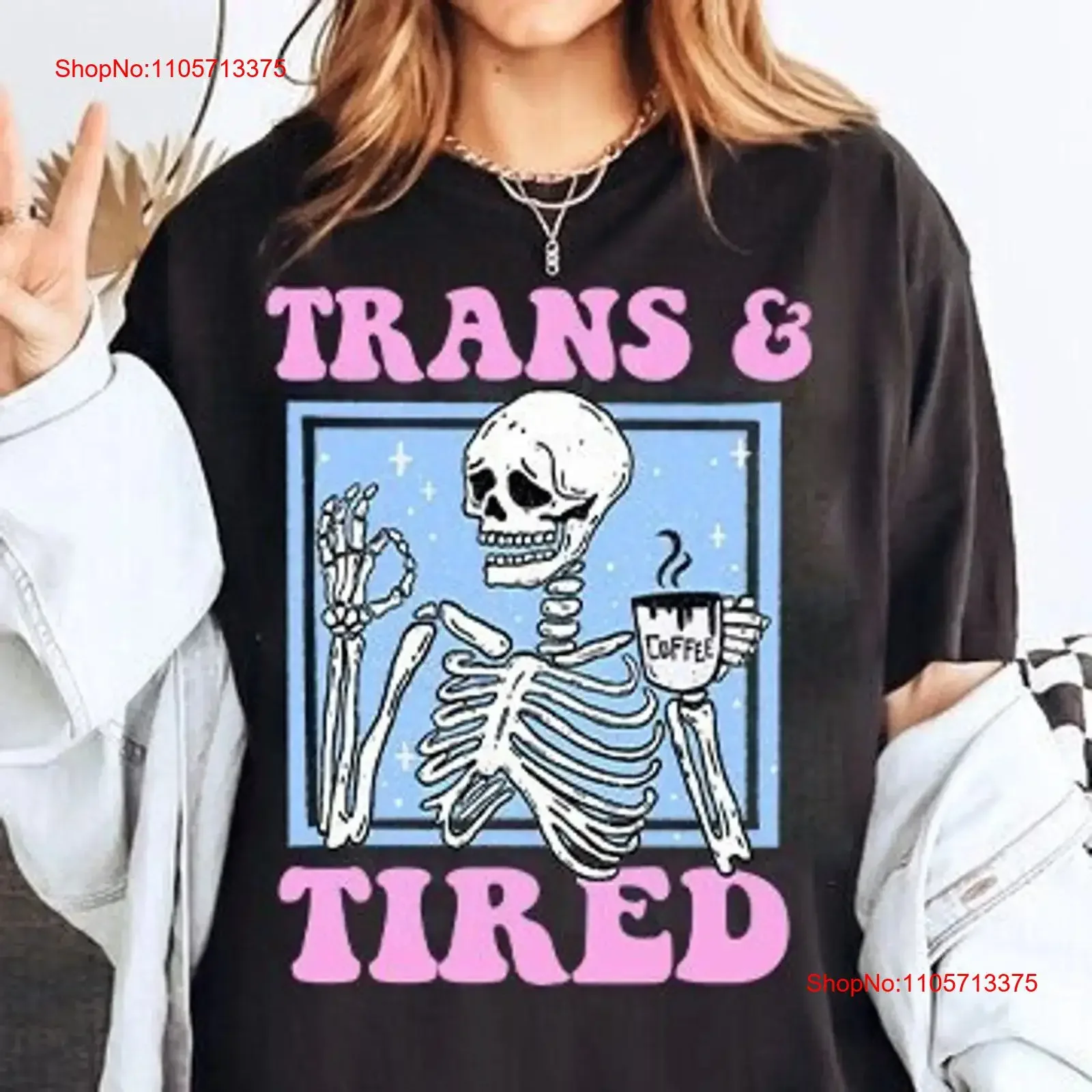 Trans and tired shirt transgender gift goth funny youth mtf ftm queer owned shop rights vintage Washed Versatile Breathable