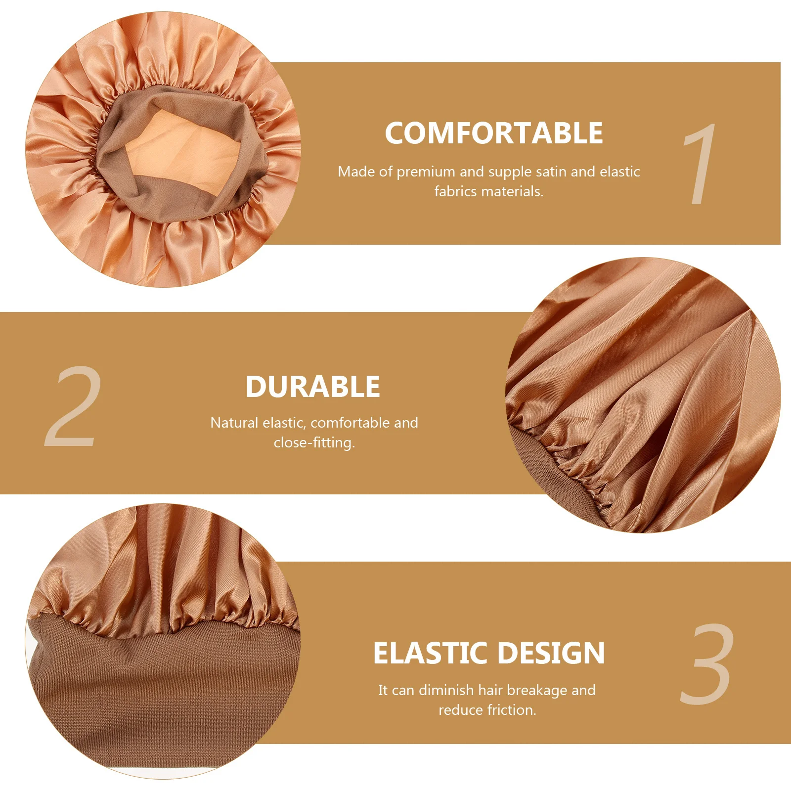 

2Pcs High Elasticity Sleep Caps Satin Women Chemo Hats Hair Care Durable Supple Comfortable Sleeping