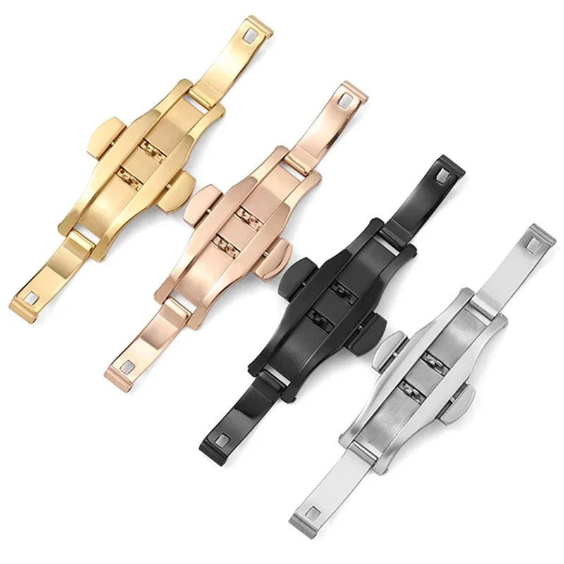 Stainless Steel Butterfly Buckle Polished Button Watch Band 21mm 23mm 25mm 27mm Watchbands Clasp accessories