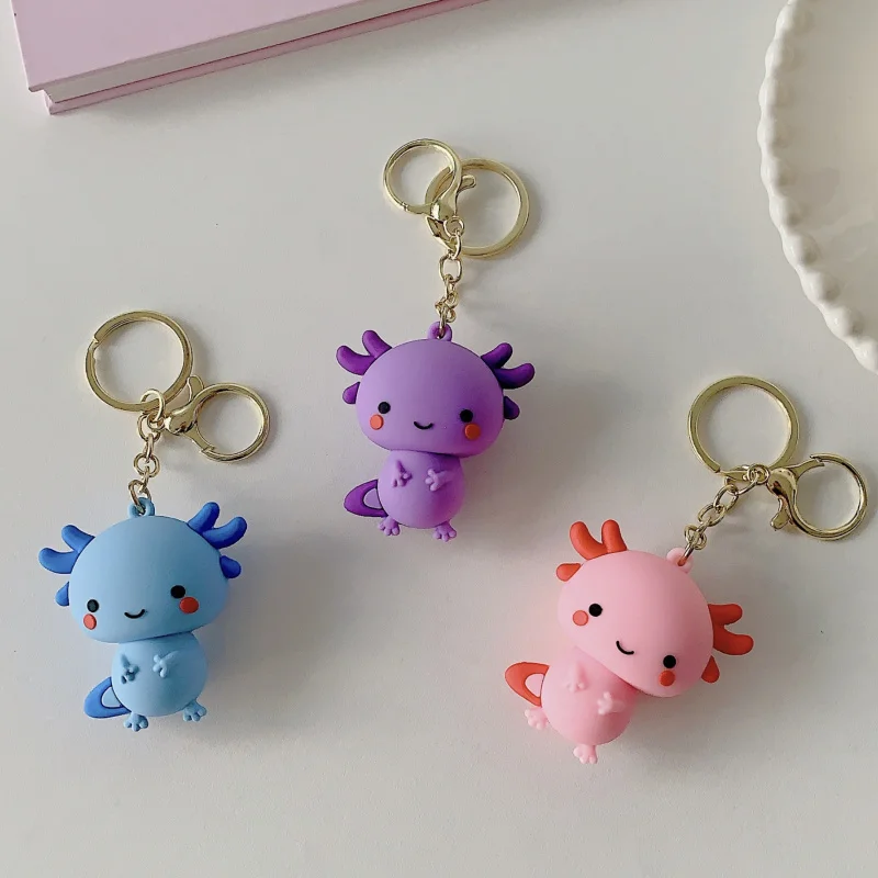 Cross-border new arrivalPVCSoft Plastic Salamander Doll Keychain Pendant Hexagonal Dinosaur Doll Cartoon Cute Key Chain