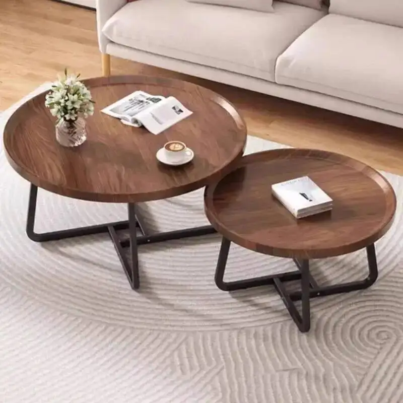 Mesa auxiliar de diseño de lujo para sala de estar, mesa auxiliar redonda moderna y estética, mesa auxiliar de madera para balcón, muebles nórdicos para salón y dormitorio